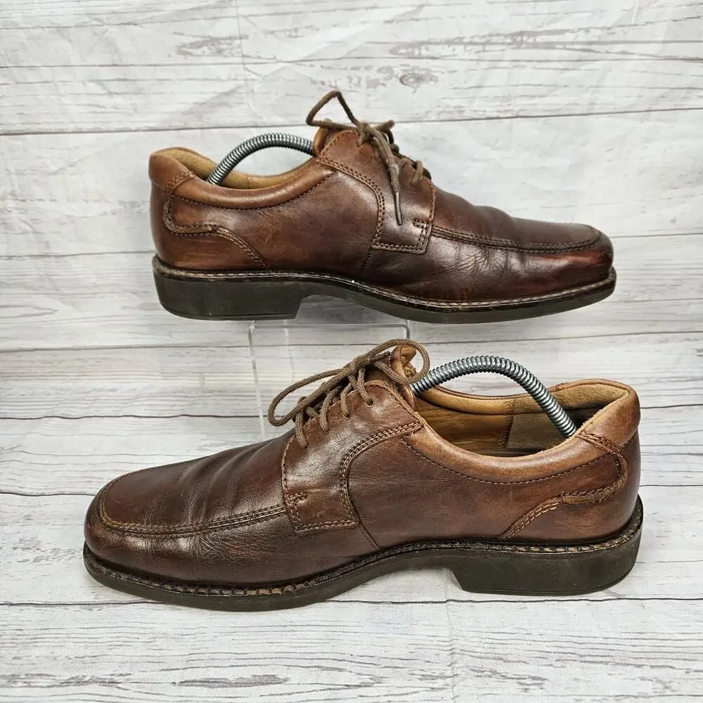 ECCO Oxford Lace Up Dress Shoes Brown Leather Men's Size EU 44 US 10.5 Casual
